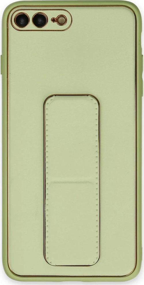 iPhone 7 Plus Kılıf Coco Deri Standlı Kapak - Su Yeşili