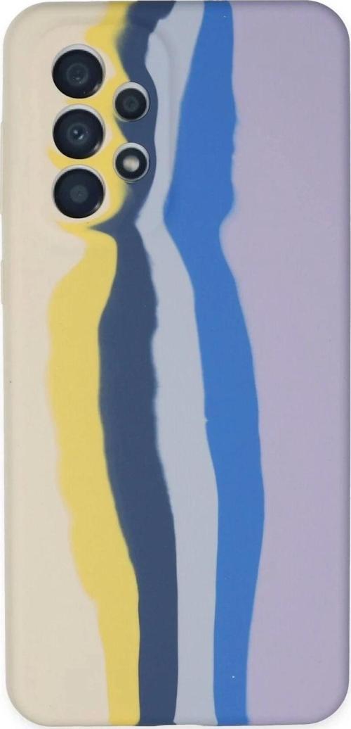Samsung Galaxy A53 5G Kılıf Ebruli Lansman Silikon - Sarı-Lila
