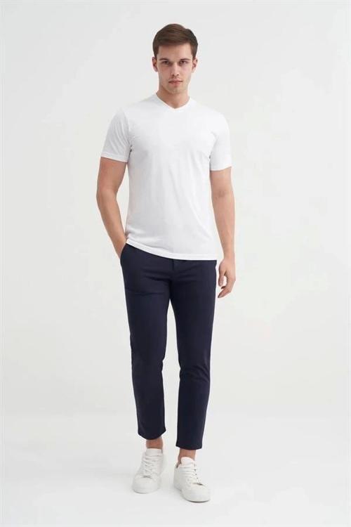 4624 Basıc V Yaka Erkek T-Shirt Beyaz