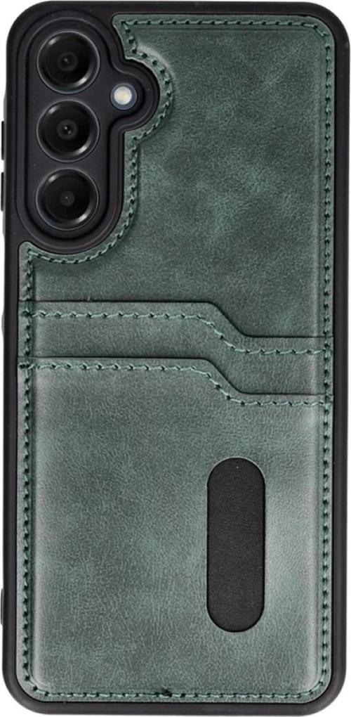 Samsung Galaxy S24 FE Kılıf Sara Kartvizitli Deri Kılıf - Koyu Yeşil