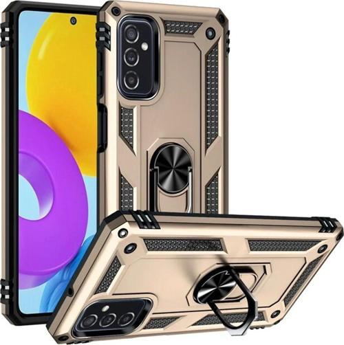 Samsung Galaxy M52 5G Kılıf Sofya Yüzüklü Silikon Kapak - Gold