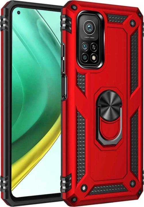 Xiaomi Mi 10T Pro Kılıf Sofya Yüzüklü Silikon Kapak - Kırmızı