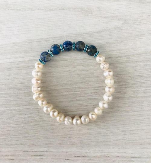 Gerçek İnci, Lapis Lazuli Taşı Bileklik MK100159