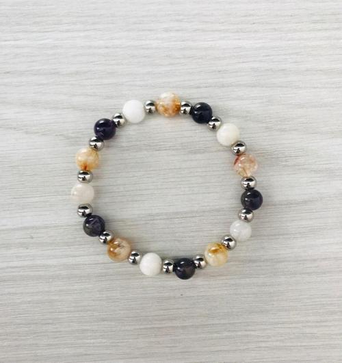 Gerçek Aytaşı, Sitrin, Ametist Taşı Bileklik MK100156