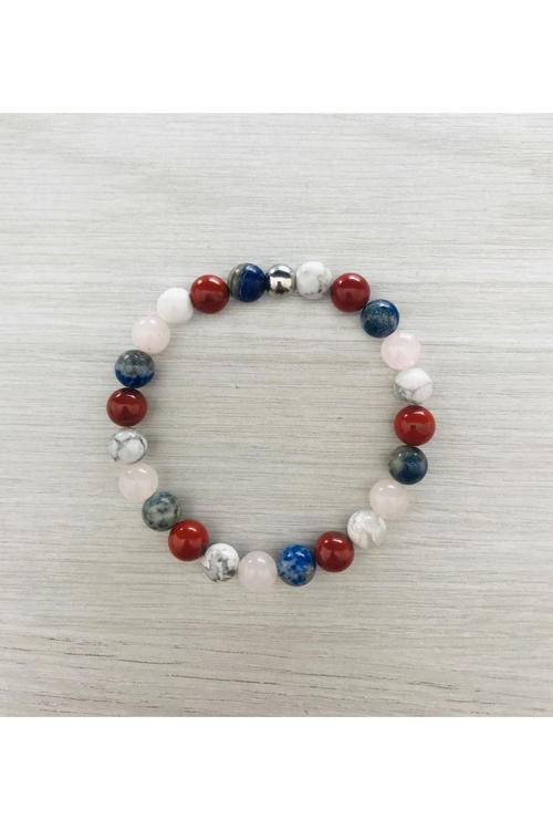 GERÇEK HAVLİT, RED JASPER, LAPİS LAZULİ, PEMBE KUVARS TAŞI BİLEKLİK MKT061