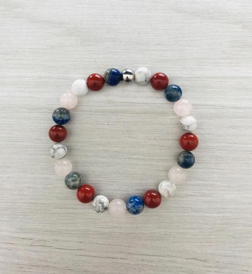 GERÇEK HAVLİT, RED JASPER, LAPİS LAZULİ, PEMBE KUVARS TAŞI BİLEKLİK MKT061