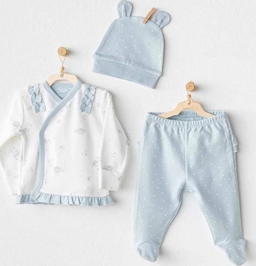 Cuddly Bunny Bear 3'lü Zıbın Set Blue