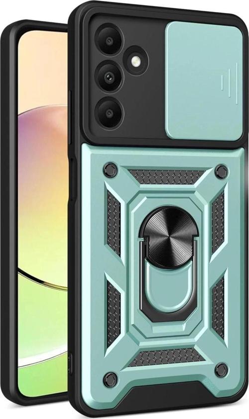 Samsung Galaxy M15 Kılıf Pars Lens Yüzüklü Silikon - Yeşil