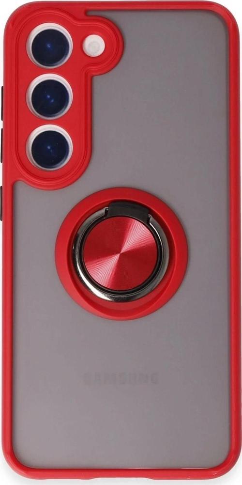 Samsung Galaxy S23 Kılıf Montreal Yüzüklü Silikon Kapak - Kırmızı