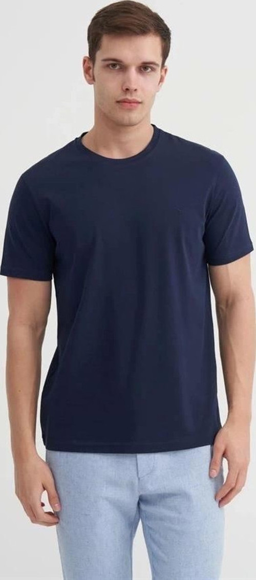 4623 Bisiklet Yaka Basıc Erkek T-Shirt Lacivert