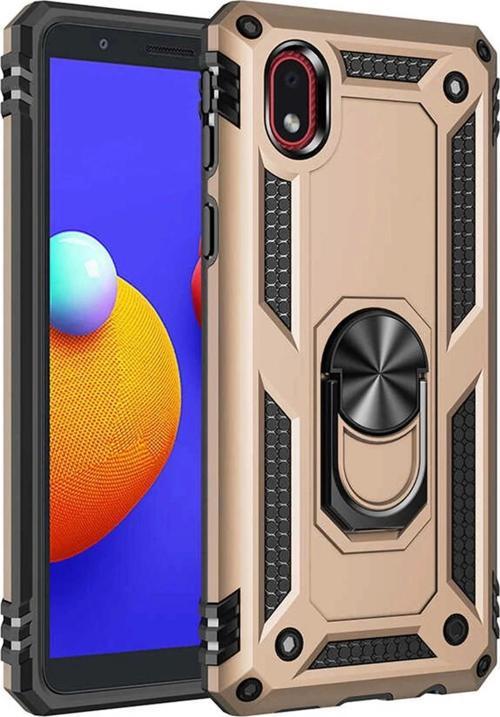 Samsung Galaxy A01 Core Kılıf Sofya Yüzüklü Silikon Kapak - Gold