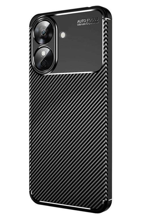 Realme Note 60 Kılıf Auto Focus Karbon Kapak - Siyah