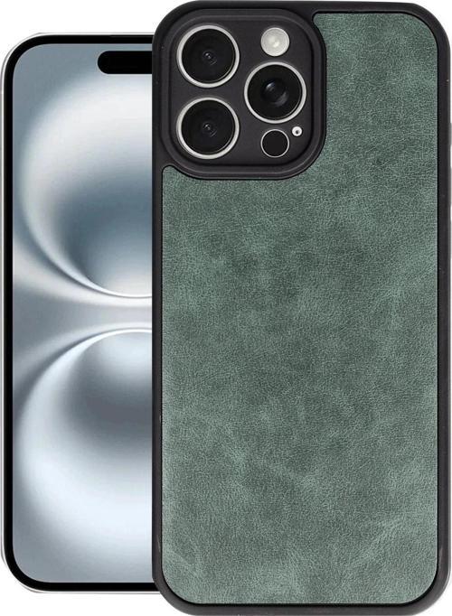 iPhone 16 Pro Kılıf Aras Deri Kapak - Koyu Yeşil