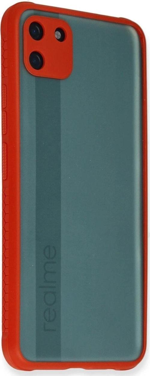 Realme C11 Kılıf Miami Şeffaf Silikon - Kırmızı