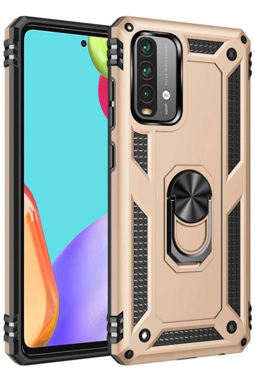 Xiaomi Redmi 9T Kılıf Sofya Yüzüklü Silikon Kapak - Gold