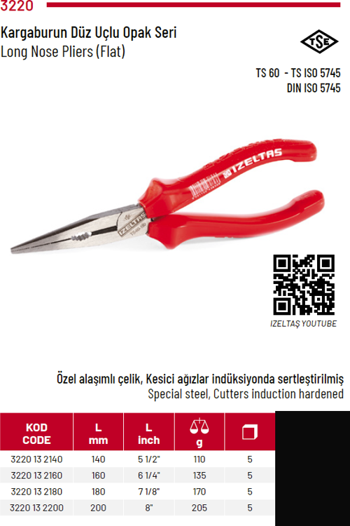 Kargaburun Düz Uçlu Opak Seri 140 mm