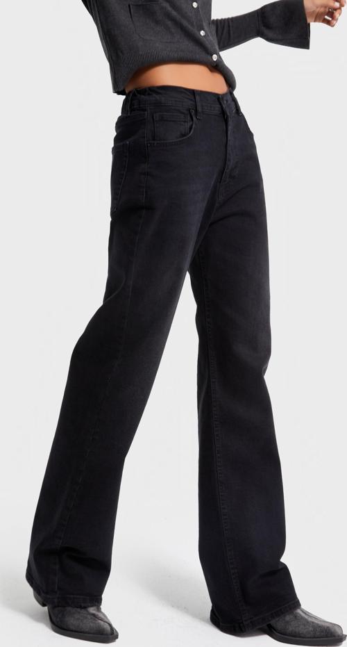 Kadın Siyah Renk 1w5-1 Straight Fit Likralı Kumaş İç Boy 80cm Denim Jean