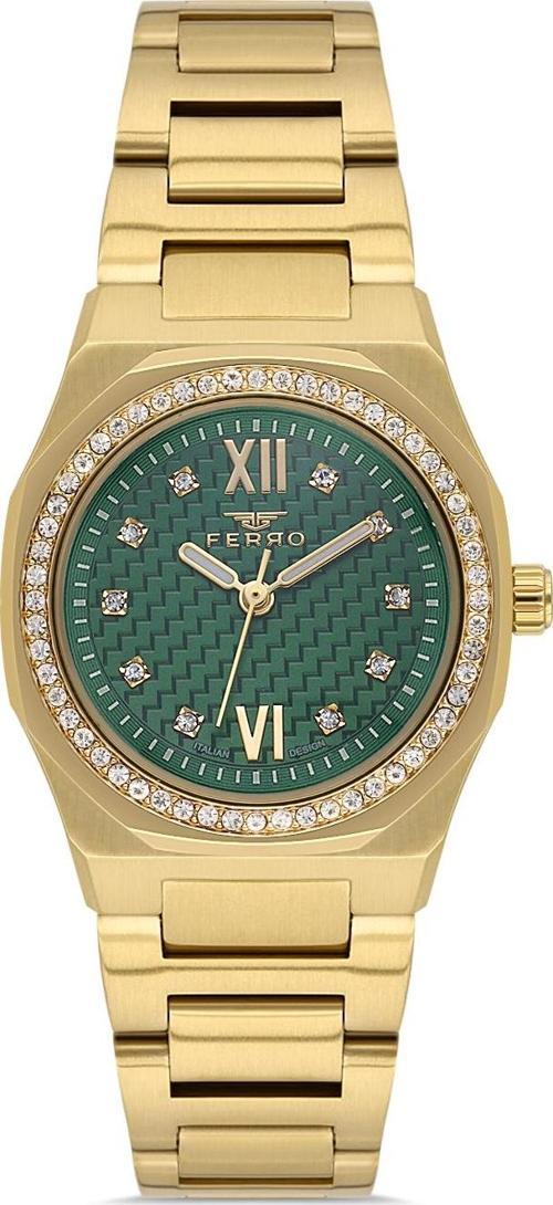 FL21616AWT-B6 Quartz Çelik Altın Rengi Yeşil Kadran 27 mm Kadın Kol Saati