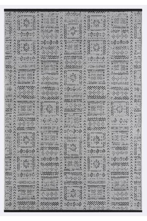 Gaia Gri Halı Yıkanabilir Kaymaz Taban Şönil Kilim Dokuma Pamuk Taban Kilim 10336