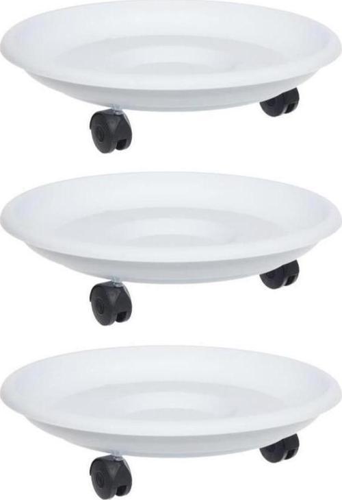 SO-TT03 Tekerlekli Saksı Tabağı No 3 Beyaz 3 Adet