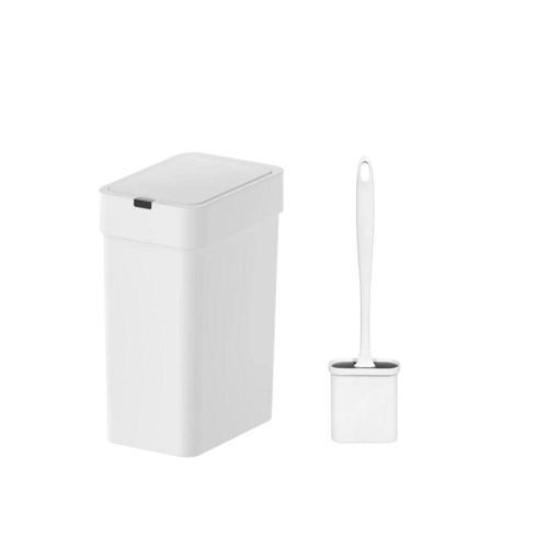 Sensörlü Otomatik Slim Çöp Kovası 9 Lt +  Duvara Asılabilir Beyaz Silikon Klozet Fırçası
