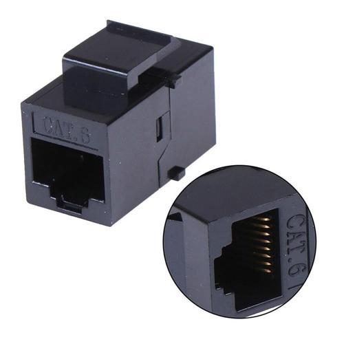 Ayt Powermaster PM-25454 RJ45 Cat6 Dişi Dişi 8P-8C Ara Kaplin Coupler Adaptör Siyah İnternet Kablosu Birleştirici Ek