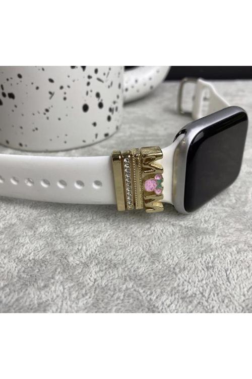 Apple Watch Kordon Aksesuarı Mom Charm Seti Gold