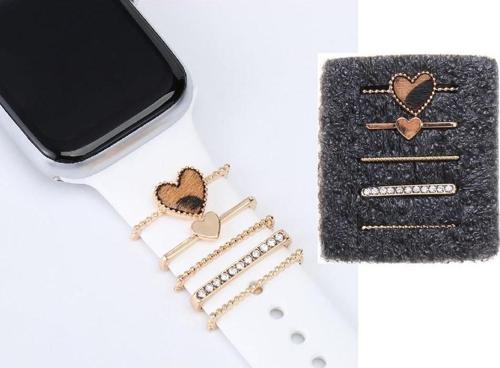 Apple Watch Uyumlu Leopar Kalpli Kordon Aksesuar/charm Gold Renkli