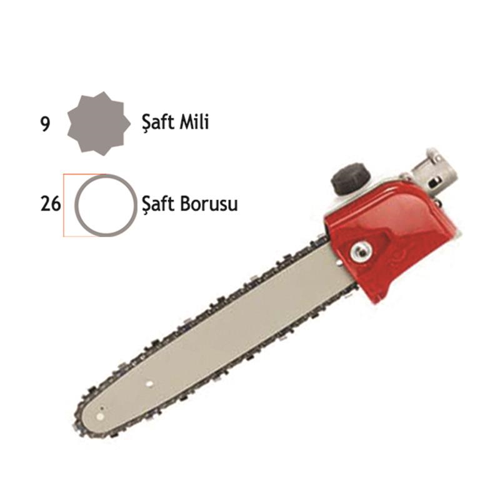 26mm 9diş 3/8P" 91 22diş 25cm Motorlu Tırpan Yüksek Dal Budama Testere Aparatı