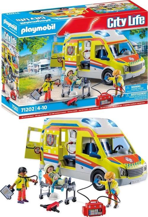 PLAYMOBIL City Life 71202 Işıklı ve Sesli Ambulans Seti