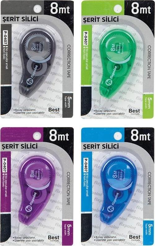 Şerit Daksil 5mmx8 Metre 4 Adet Şerit Düzeltici Fixpoint Şerit Silici Yazı Silici Büro Ofis Okul