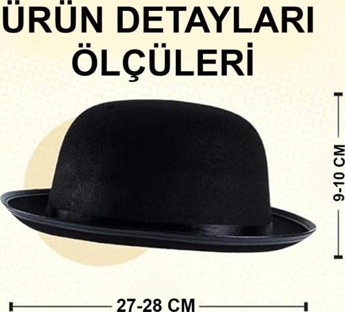 Nessiworld Charlie Chaplin Stil Çocuk Şapkası – Siyah Melon Parti Şapkası