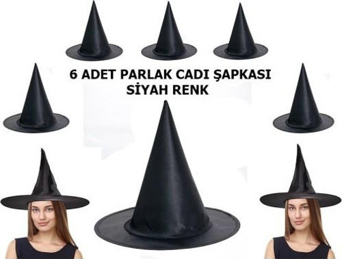 Halloween Cadı Şapkası Yetişkin ve Çocuk Uyumlu 6 Adet