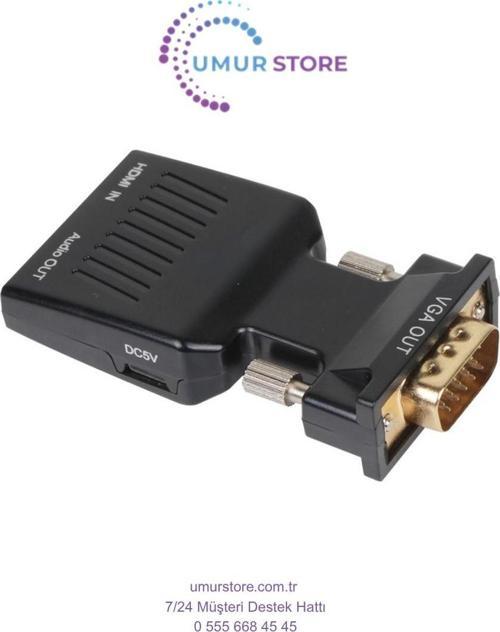 Siyah Vga Erkek To Hdmi Dişi Dönüştürücü