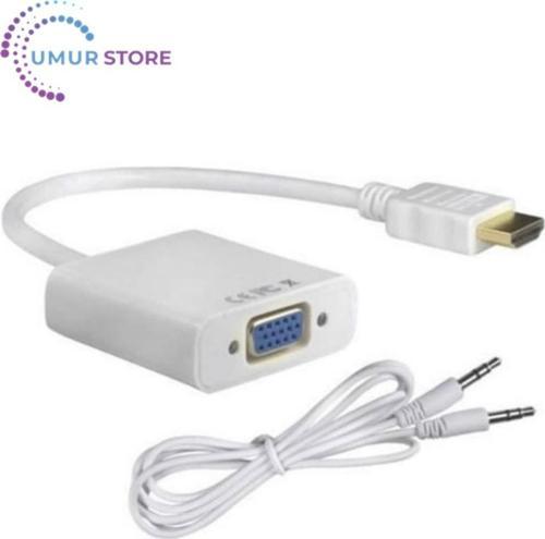 HDMI To VGA Dönüştürücü Çevirici Kablo Adaptör Görüntü Ses Destekli