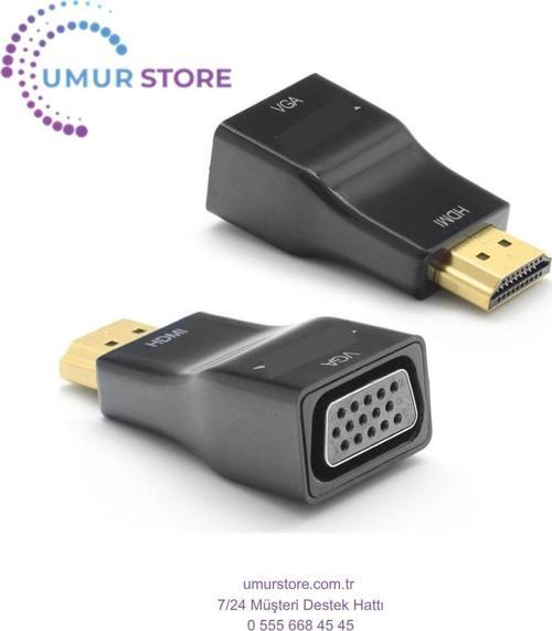 HDMI to VGA Dijital - Analog, Full HD, Altın Uçlu, Tak Çalıştır, Mini Dönüştürücü