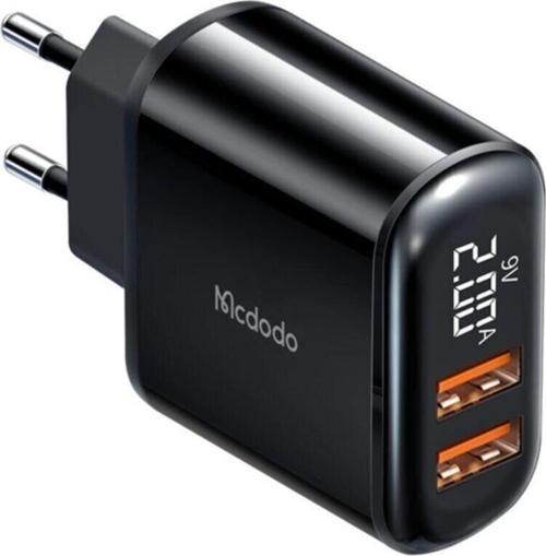 Ch-6330 18w Qc 3.0 Dijital Göstergeli 2xusb Girişli Hızlı Şarj Adaptörü-siyah