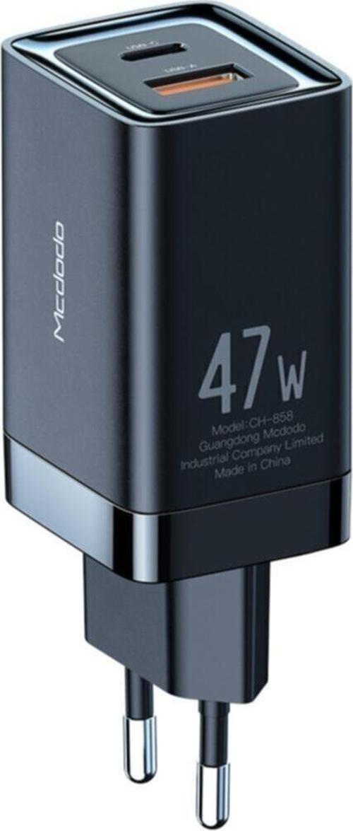 Ch-8581 Gan 47w Yüksek Hızlı Type C Ve Usb Girişli Şarj Cihazı-siyah