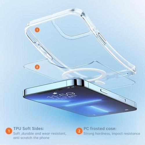 Iphone 13 Pro Max Uyumlu Şeffaf Mat Magsafe Kılıf Pc-1790
