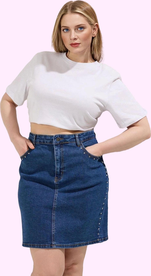 Kadın Denim Mini Etek Yüksek Bel A line 99 Pamuk Günlük Stil Hafta Sonu Yaz Aylarının Vazgeçilmezi