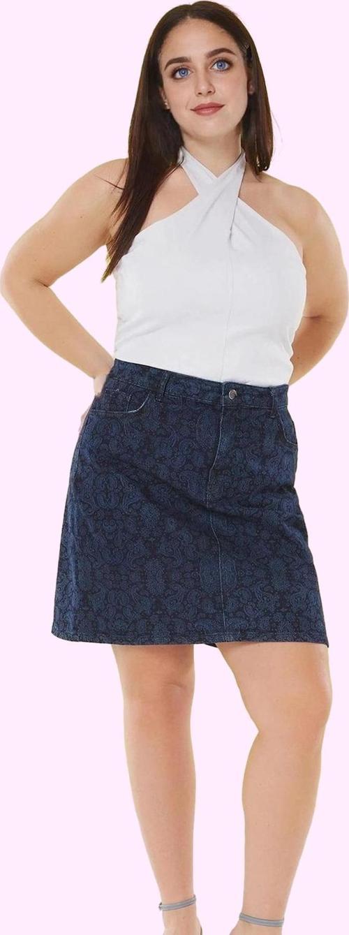 Kadın Mini Denim Etek Etnik Desenli A line Yüksek Bel Günlük Kombinler Yaz Aylarının Vazgeçilmezi