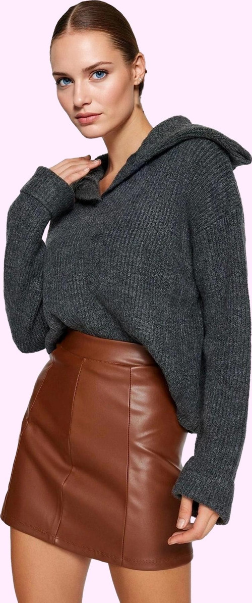 Kadın Suni Deri Yüksek Bel Kalem Etek Mini Boy Casual Günlük Hafta Sonu Yaz Aylarının Vazgeçilmezi