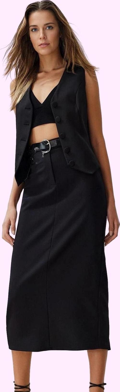 Kadın Kalem Midi Boy Dokuma Etek Düz Desen Finike Günlük Şıklık Yaz Aylarının Vazgeçilmezi