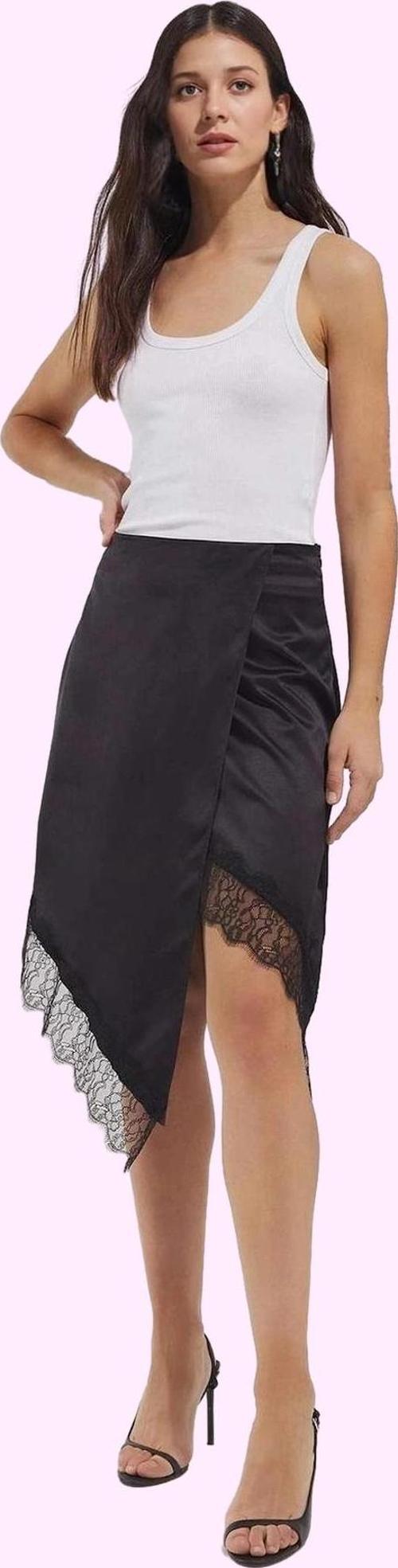 Kadın Midi Boy Saten Etek Dantel Detaylı Anvelop Kesim Parti Günlük Kullanım Modern Tasarım