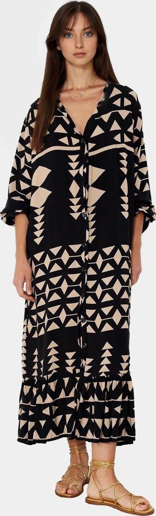 Yazlık Desenli Midi Elbise Shally Dokuma  Polyester Rahat Günlük Premium Kalite