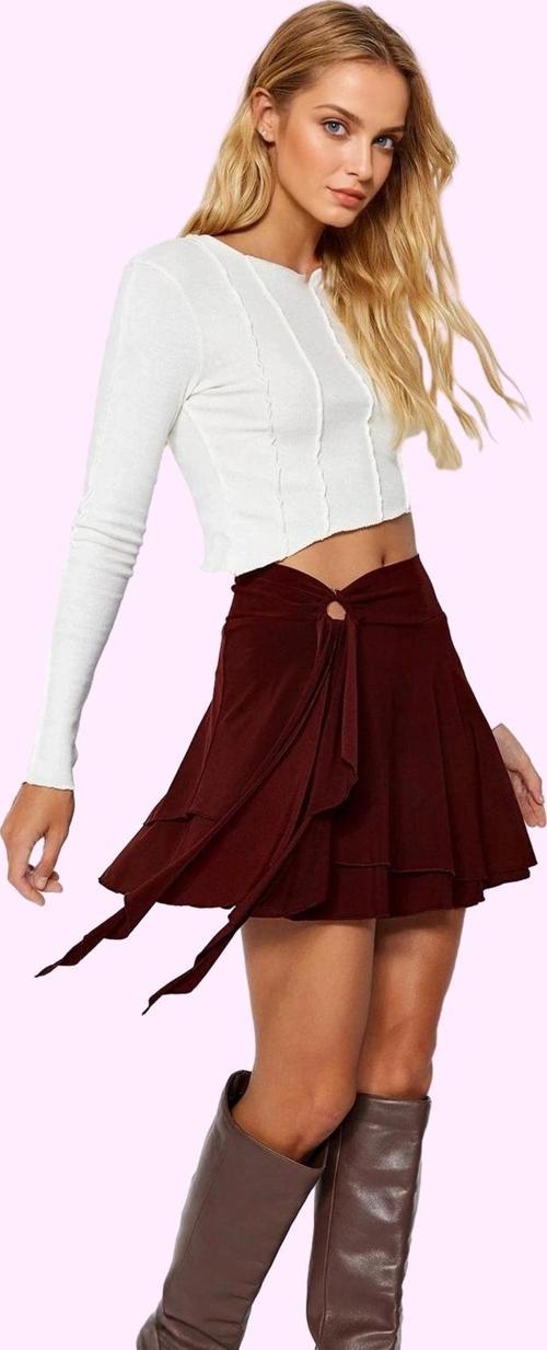 Kadın Mini A line Örme Etek Yüksek Bel Casual Günlük Hafta Sonu Yaz Aylarının Vazgeçilmezi