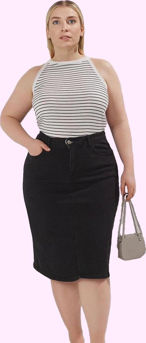 Kadın Kalem Denim Etek Düz Desen Renk Kısa Boy Comfort Dokuma İş Ortamı Yaz Aylarının Vazgeçilmezi