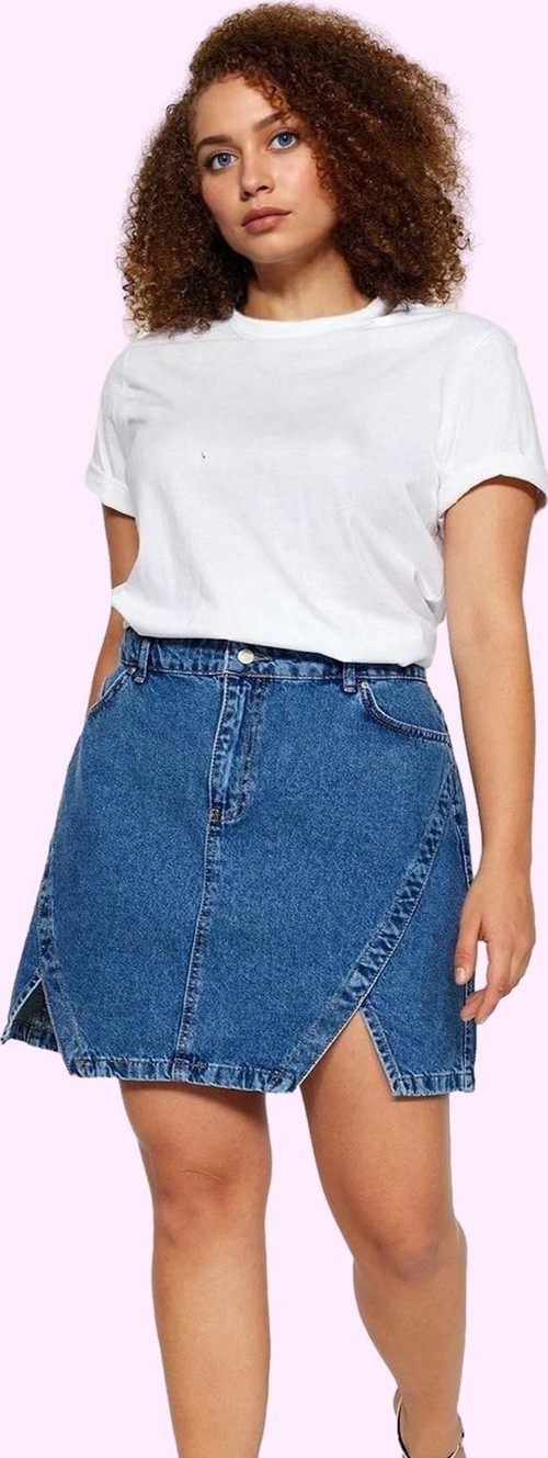 Kadın Denim A line Mini Etek Yüksek Bel Yırtmaçlı Pamuk Günlük Hafta Sonu Kaliteli Malzeme