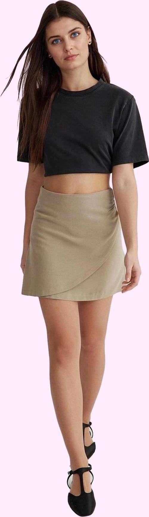 Kadın Mini Boy Keten Görünümlü Dokuma Etek Günlük Şıklık Yaz Aylarının Vazgeçilmezi Hafta Sonu