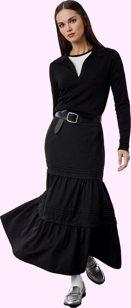 Kadın Maxi Etek Eteği Fırfırlı Poplin Dokuma Ramadan Tarzu Yaz Aylarının Vazgeçilmezi